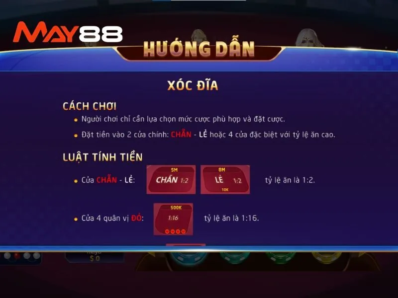 Hướng dẫn chi tiết cách chơi xóc đĩa tại May88
